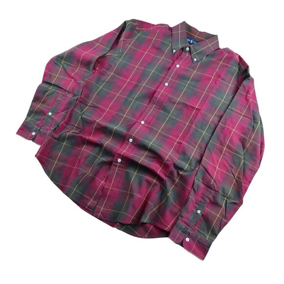 Ralph Lauren Red Plaid Button Up Long Sleeve Shirt Men's Large - Picture 3 of 7